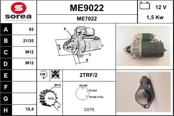 SNRA ME9022 - Motorino d'avviamento autozon.pro