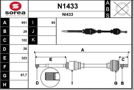 SNRA N1433 - Albero motore / Semiasse autozon.pro