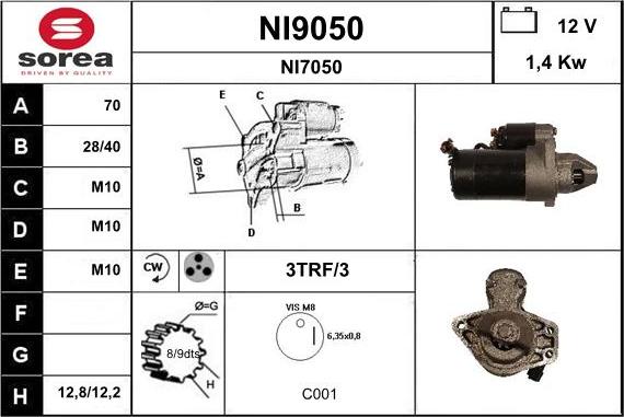 SNRA NI9050 - Motorino d'avviamento autozon.pro