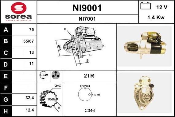 SNRA NI9001 - Motorino d'avviamento autozon.pro