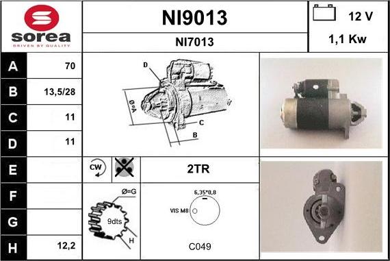 SNRA NI9013 - Motorino d'avviamento autozon.pro