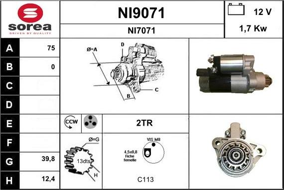 SNRA NI9071 - Motorino d'avviamento autozon.pro