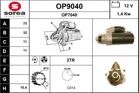 SNRA OP9040 - Motorino d'avviamento autozon.pro