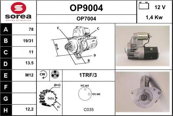 SNRA OP9004 - Motorino d'avviamento autozon.pro