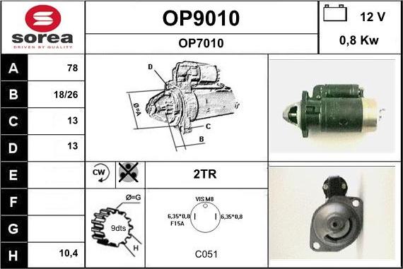 SNRA OP9010 - Motorino d'avviamento autozon.pro