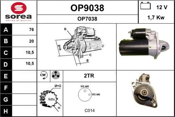 SNRA OP9038 - Motorino d'avviamento autozon.pro