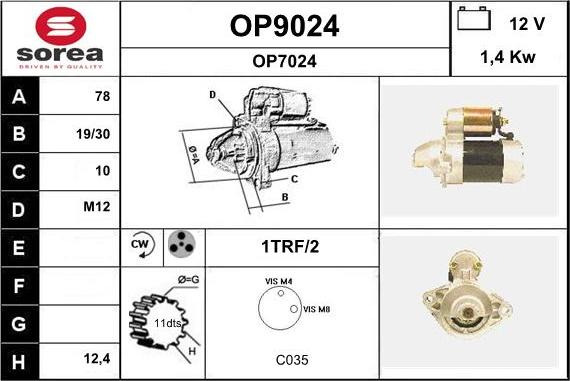 SNRA OP9024 - Motorino d'avviamento autozon.pro