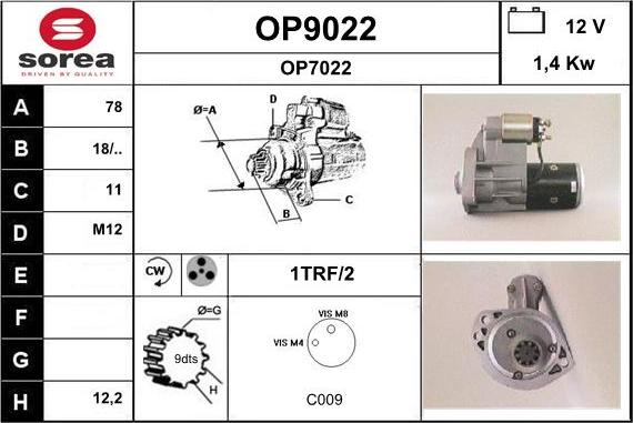 SNRA OP9022 - Motorino d'avviamento autozon.pro