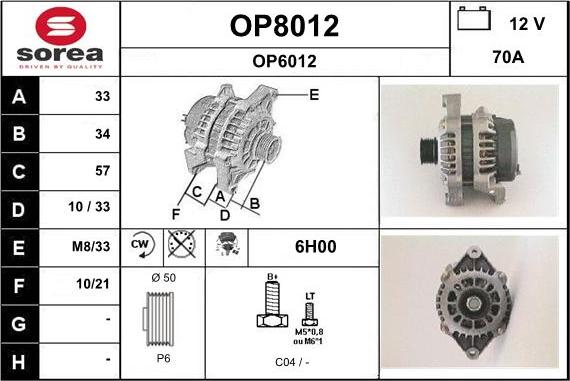 SNRA OP8012 - Alternatore autozon.pro