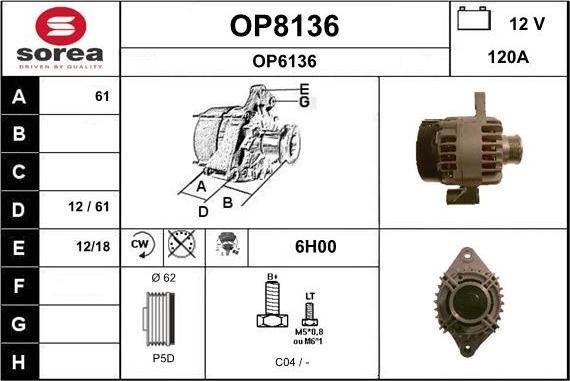 SNRA OP8136 - Alternatore autozon.pro