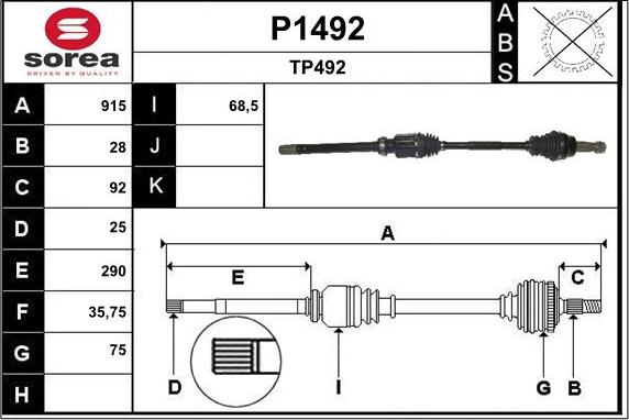 SNRA P1492 - Albero motore / Semiasse autozon.pro