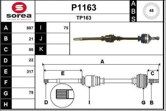 SNRA P1163 - Albero motore / Semiasse autozon.pro