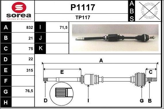 SNRA P1117 - Albero motore / Semiasse autozon.pro