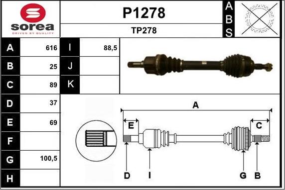 SNRA P1278 - Albero motore / Semiasse autozon.pro