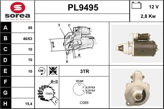 SNRA PL9495 - Motorino d'avviamento autozon.pro