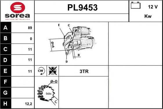 SNRA PL9453 - Motorino d'avviamento autozon.pro