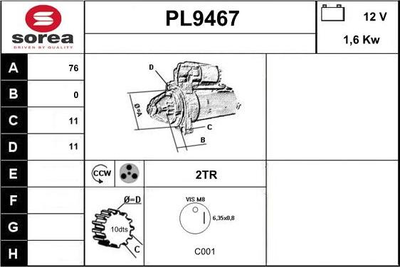 SNRA PL9467 - Motorino d'avviamento autozon.pro