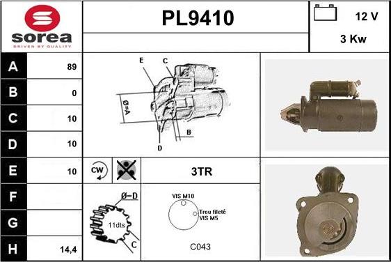 SNRA PL9410 - Motorino d'avviamento autozon.pro