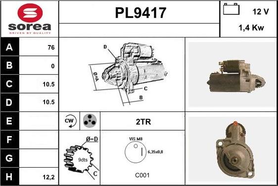 SNRA PL9417 - Motorino d'avviamento autozon.pro