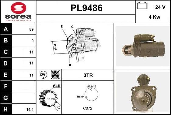 SNRA PL9486 - Motorino d'avviamento autozon.pro