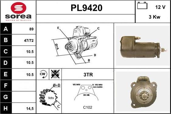 SNRA PL9420 - Motorino d'avviamento autozon.pro