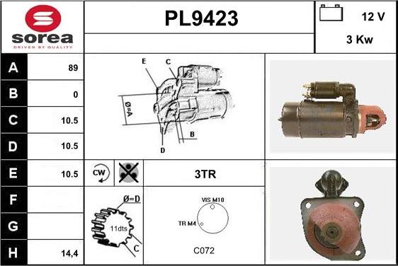 SNRA PL9423 - Motorino d'avviamento autozon.pro