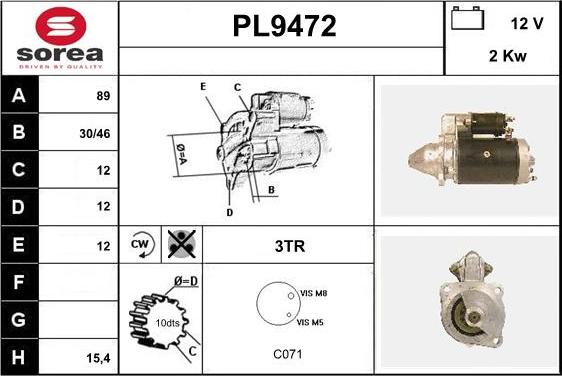 SNRA PL9472 - Motorino d'avviamento autozon.pro