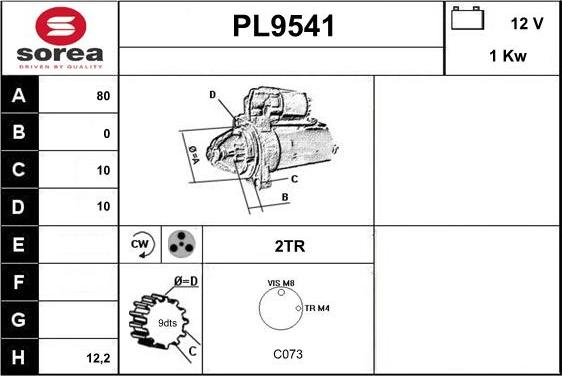 SNRA PL9541 - Motorino d'avviamento autozon.pro