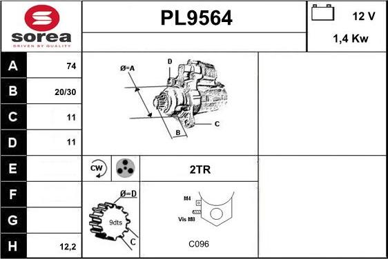 SNRA PL9564 - Motorino d'avviamento autozon.pro