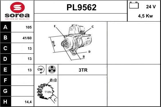 SNRA PL9562 - Motorino d'avviamento autozon.pro