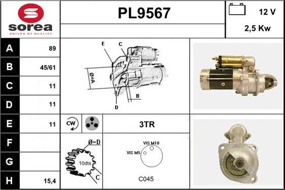 SNRA PL9567 - Motorino d'avviamento autozon.pro