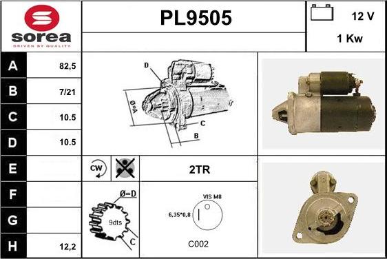 SNRA PL9505 - Motorino d'avviamento autozon.pro