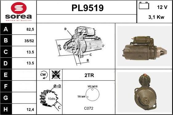 SNRA PL9519 - Motorino d'avviamento autozon.pro