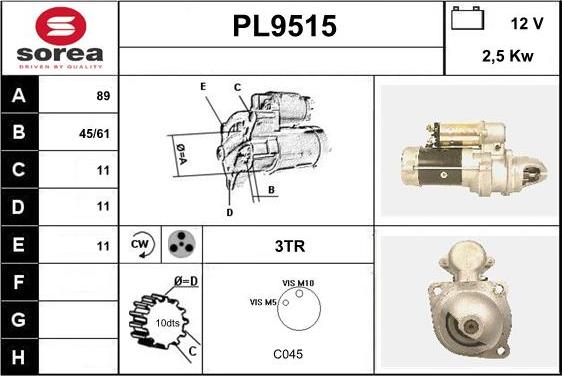 SNRA PL9515 - Motorino d'avviamento autozon.pro