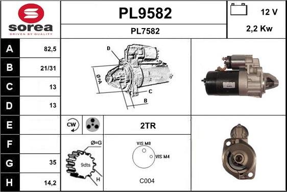 SNRA PL9582 - Motorino d'avviamento autozon.pro