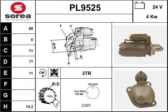 SNRA PL9525 - Motorino d'avviamento autozon.pro