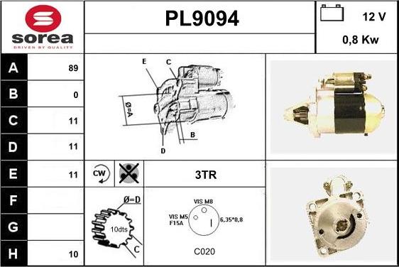 SNRA PL9094 - Motorino d'avviamento autozon.pro