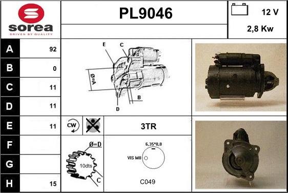 SNRA PL9046 - Motorino d'avviamento autozon.pro