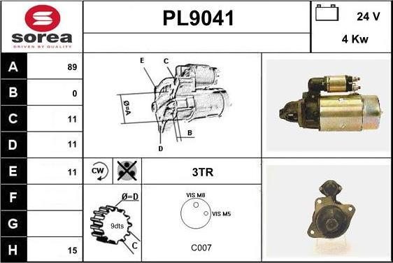 SNRA PL9041 - Motorino d'avviamento autozon.pro