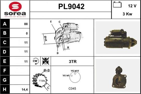 SNRA PL9042 - Motorino d'avviamento autozon.pro