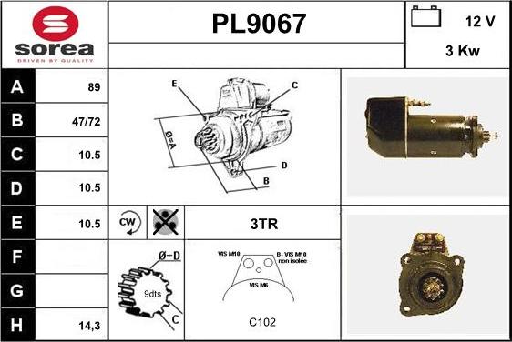 SNRA PL9067 - Motorino d'avviamento autozon.pro