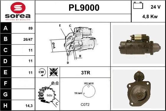 SNRA PL9000 - Motorino d'avviamento autozon.pro