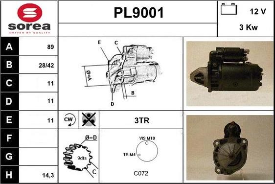 SNRA PL9001 - Motorino d'avviamento autozon.pro