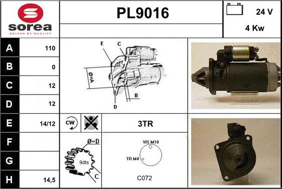 SNRA PL9016 - Motorino d'avviamento autozon.pro