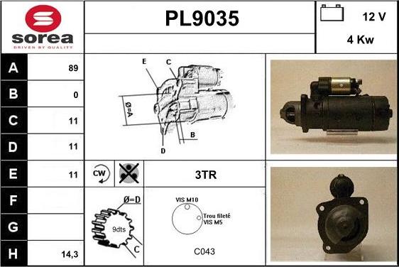 SNRA PL9035 - Motorino d'avviamento autozon.pro