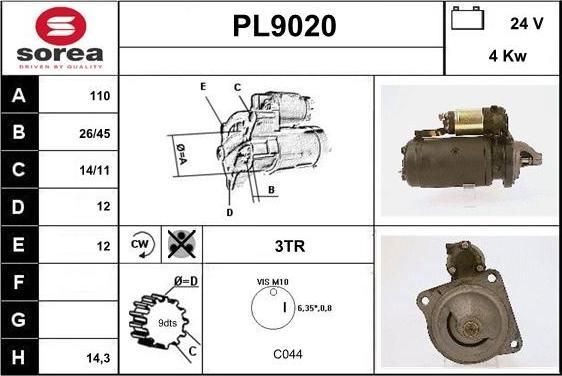 SNRA PL9020 - Motorino d'avviamento autozon.pro