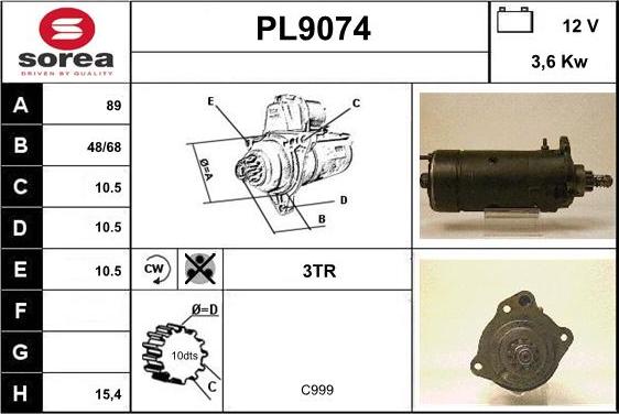 SNRA PL9074 - Motorino d'avviamento autozon.pro