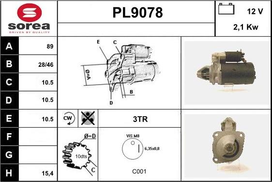 SNRA PL9078 - Motorino d'avviamento autozon.pro