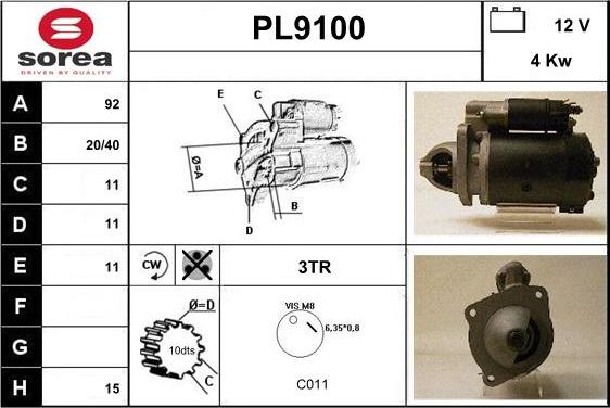 SNRA PL9100 - Motorino d'avviamento autozon.pro