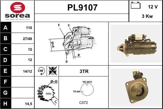 SNRA PL9107 - Motorino d'avviamento autozon.pro